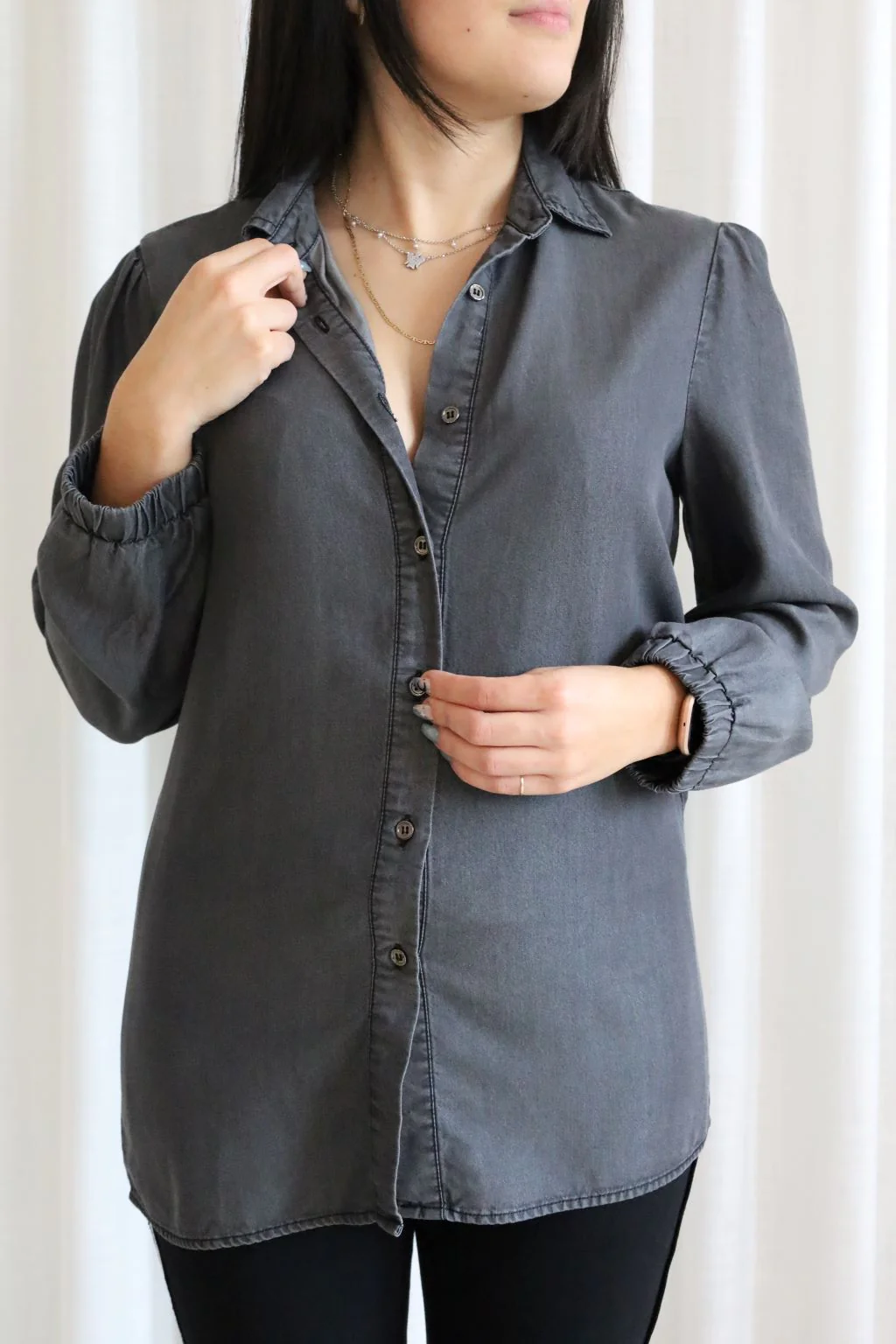 Blouse en lyocell - grise - Image 10