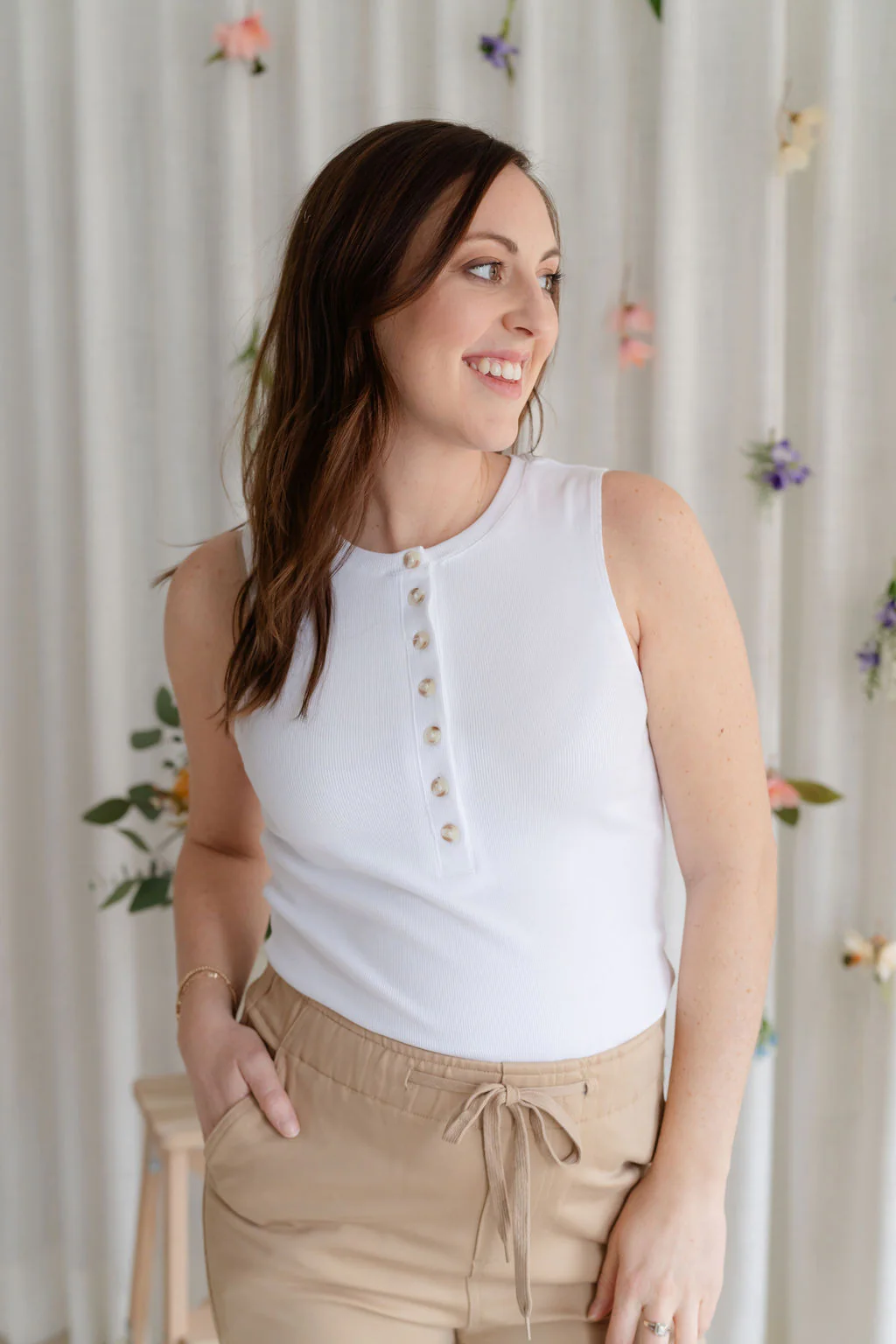 Camisole à boutons - blanc - Image 4