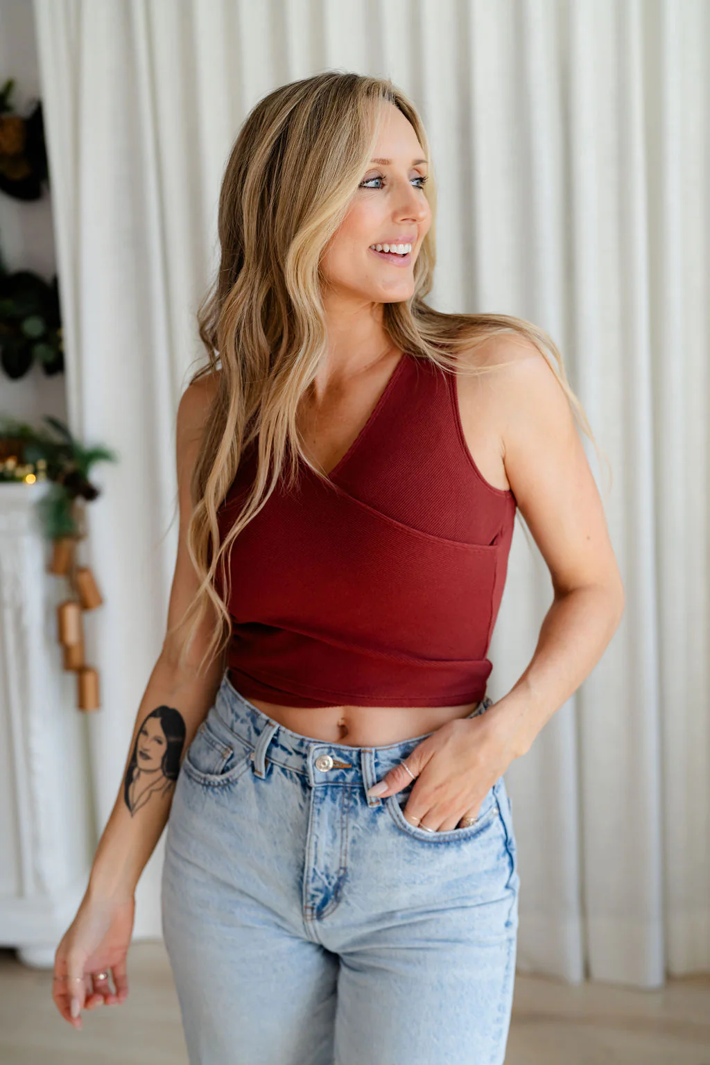 Camisole cache-coeur - rouge marsala - Image 6