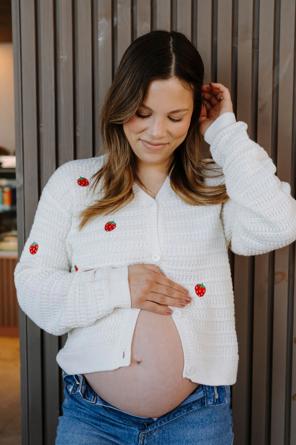 Cardigan fraise - blanc - Image 4