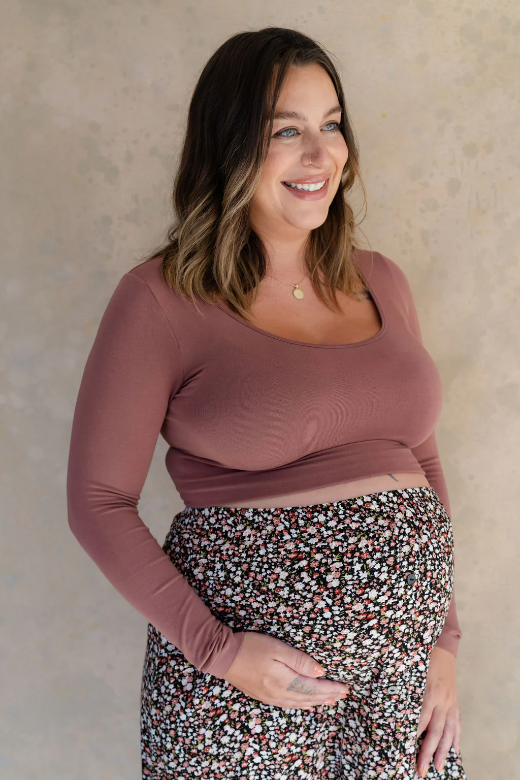 Crop top à manches longues en bambou - terracotta - Image 5