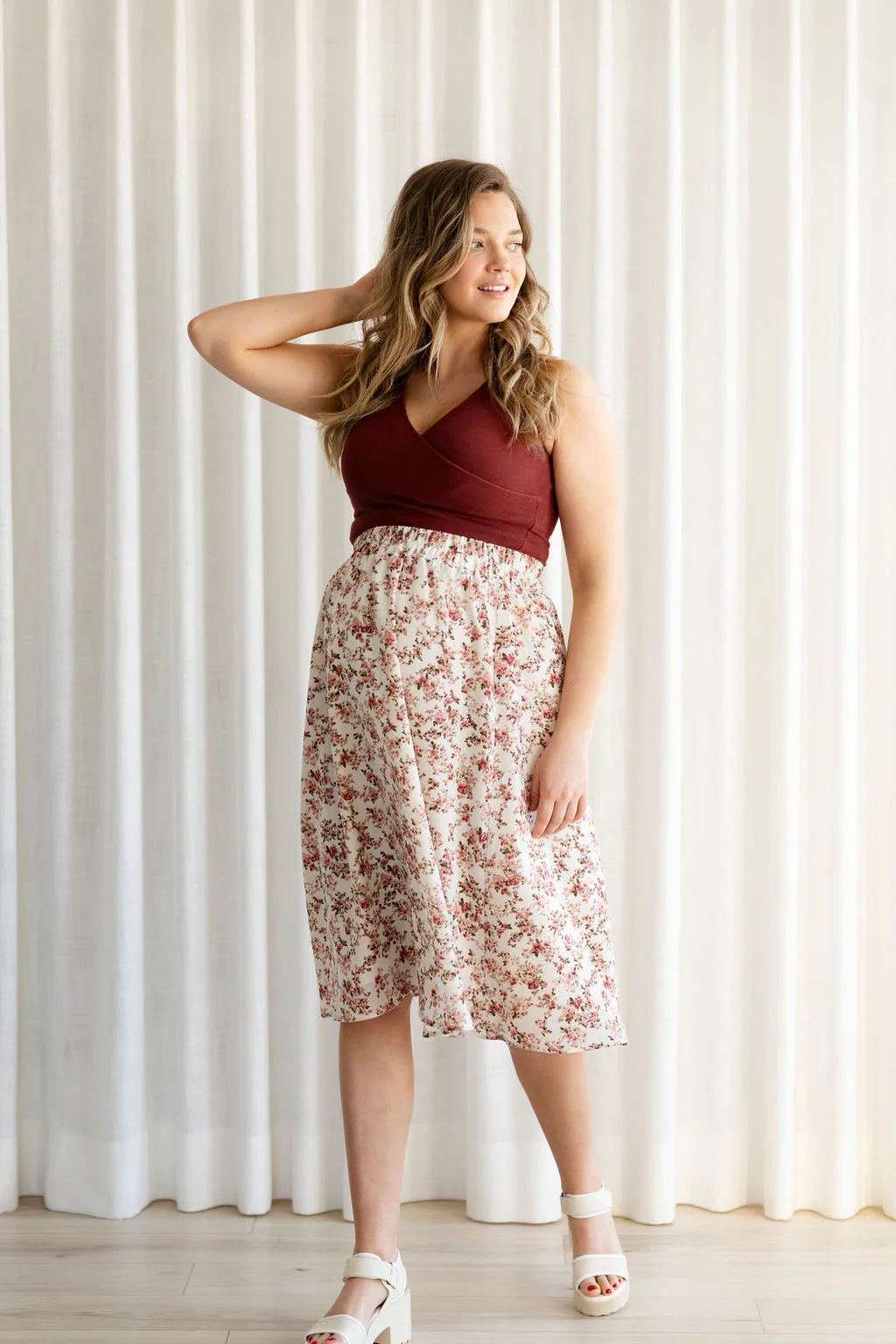 Camisole cache-coeur - rouge marsala - Image 4