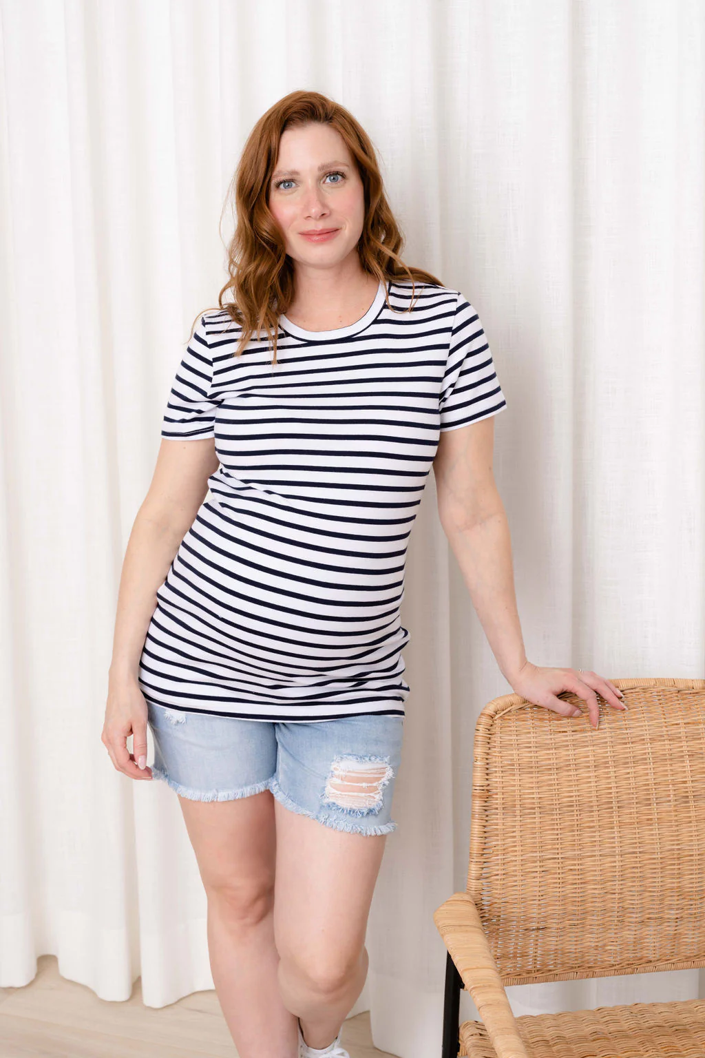 Mom short - bleu denim avec trous & franges - Image 3