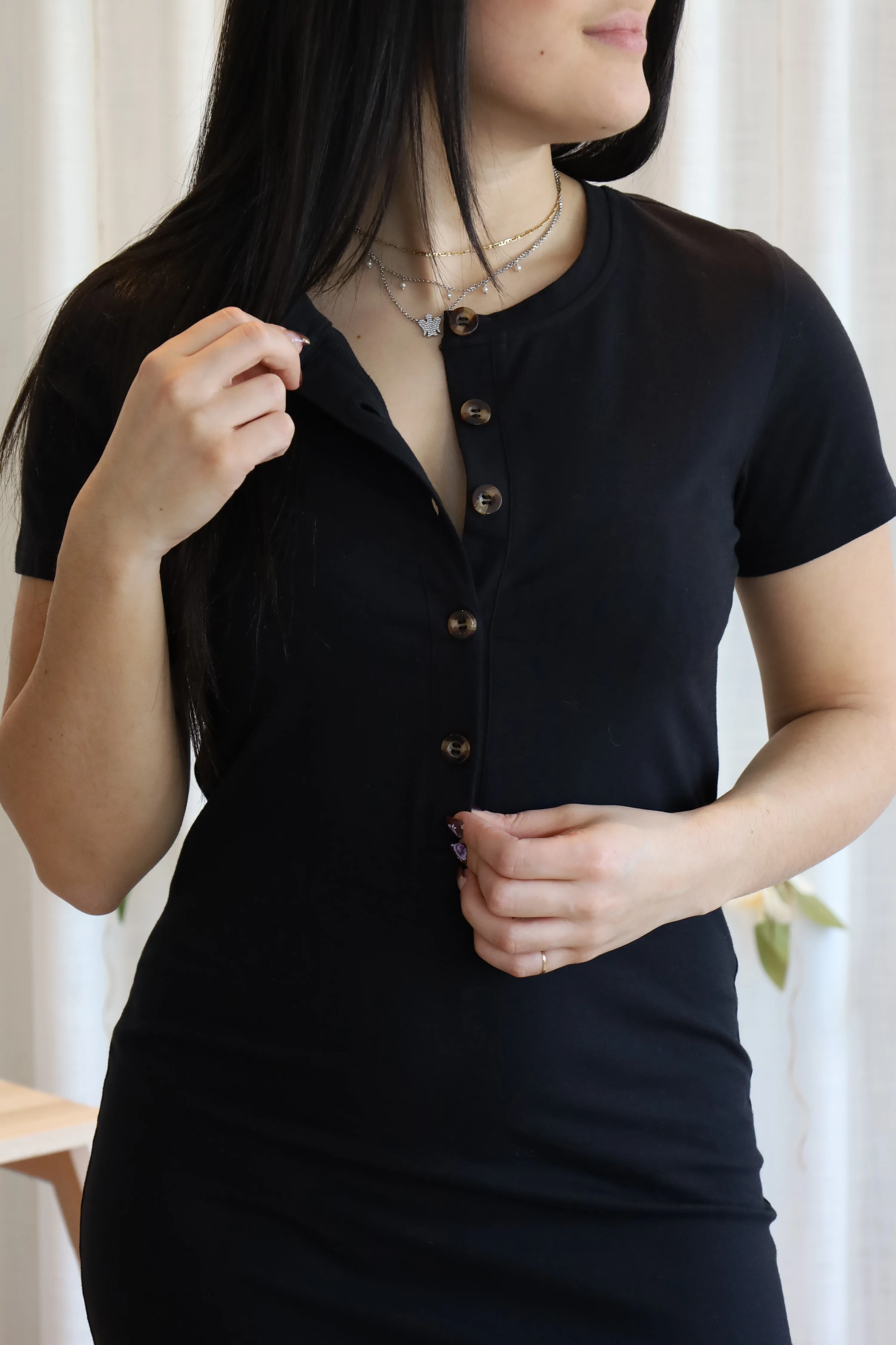 Robe INTRIGUE à boutons - noir - Image 6