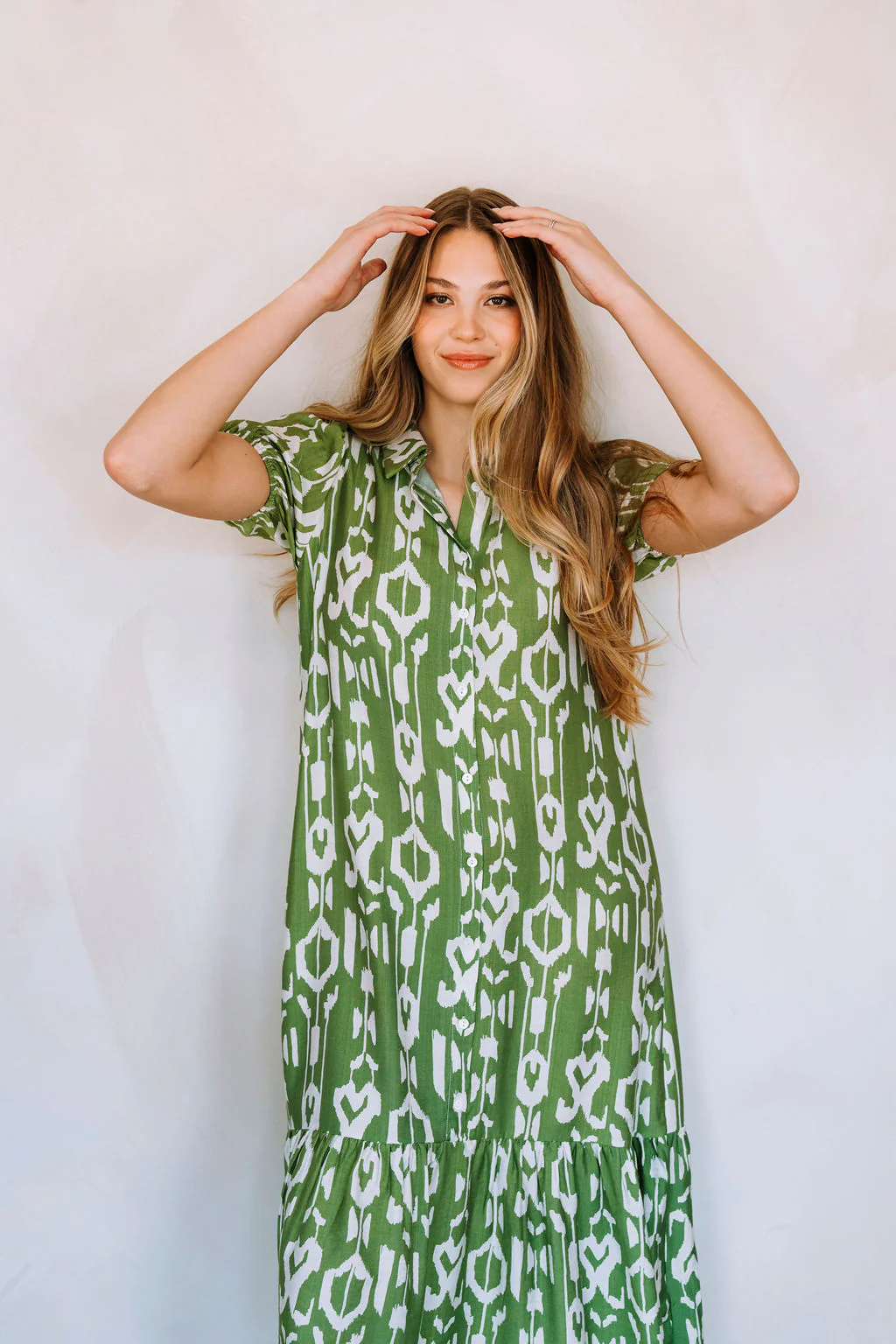 Robe SABRINA - motif géométrique abstrait - vert printanier - Image 5