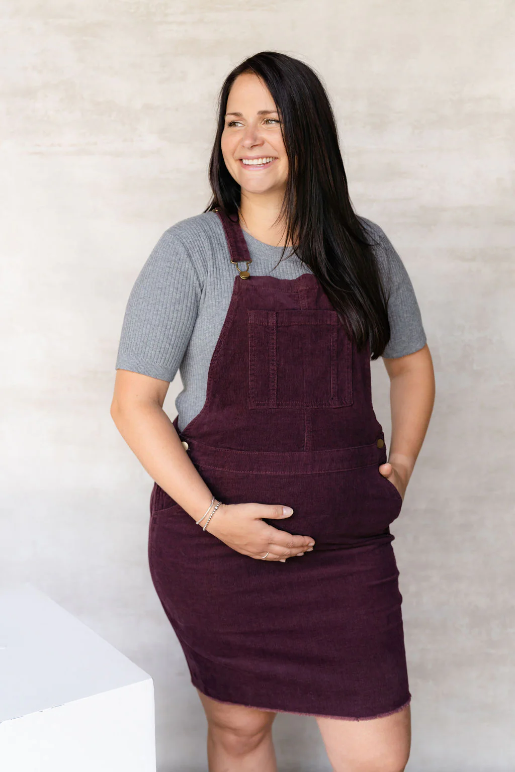 Robe salopette en corduroy - acajou - Image 6