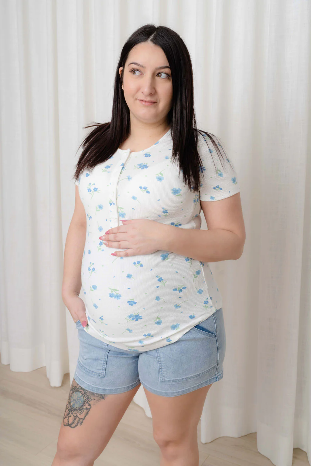 Short en jeans rétro - bleu pâle - Image 6