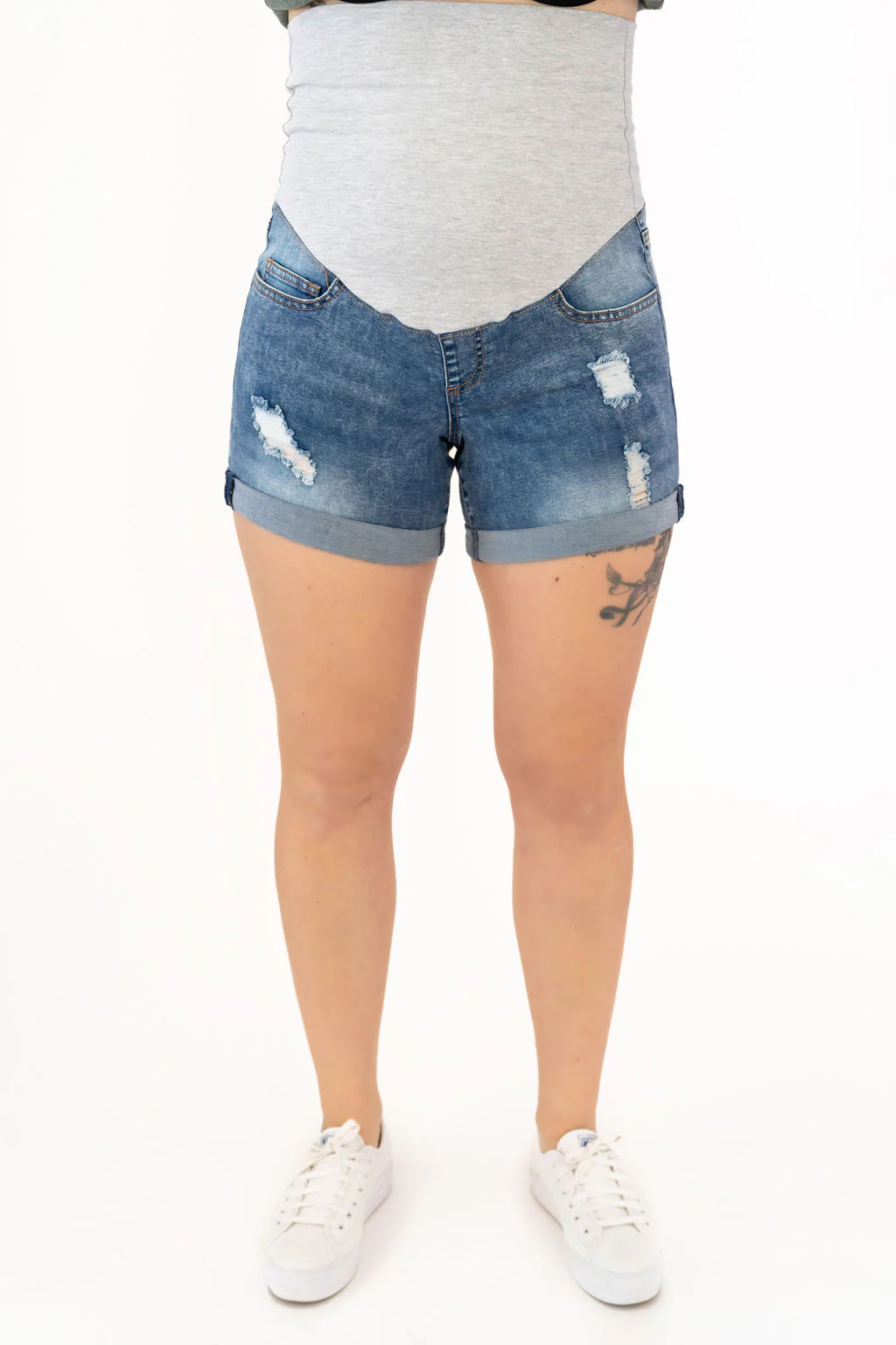 Shorts délavés avec trous - denim - Image 8